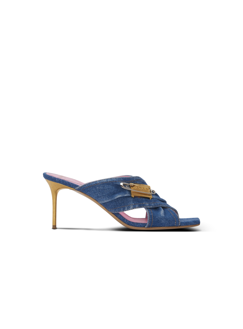 Denim Safety Pin mules