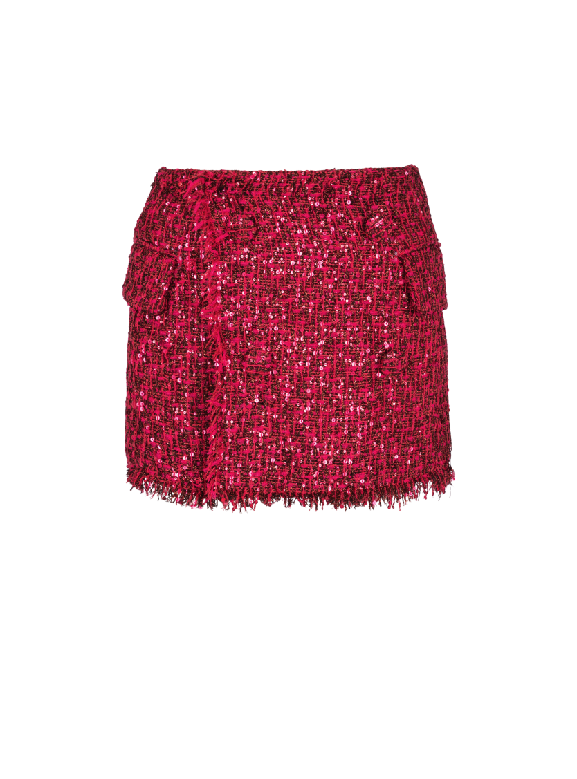 Sequin tweed shorts