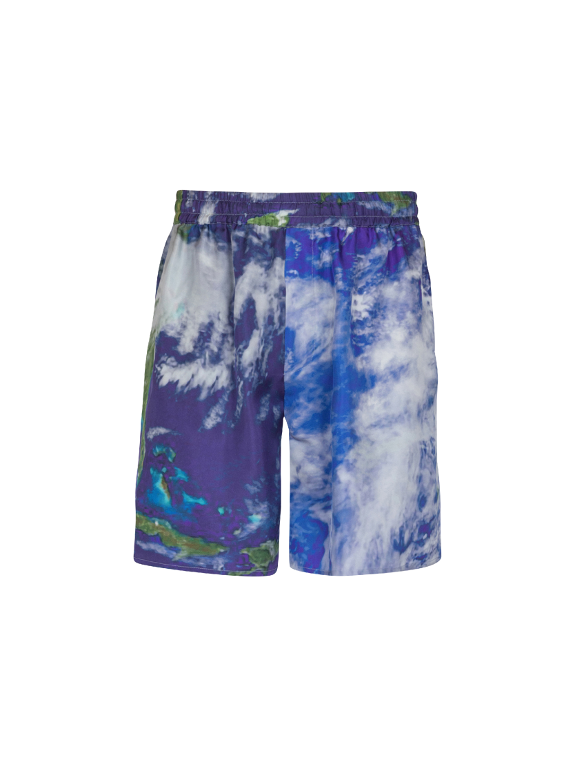 Silk shorts with Earth print