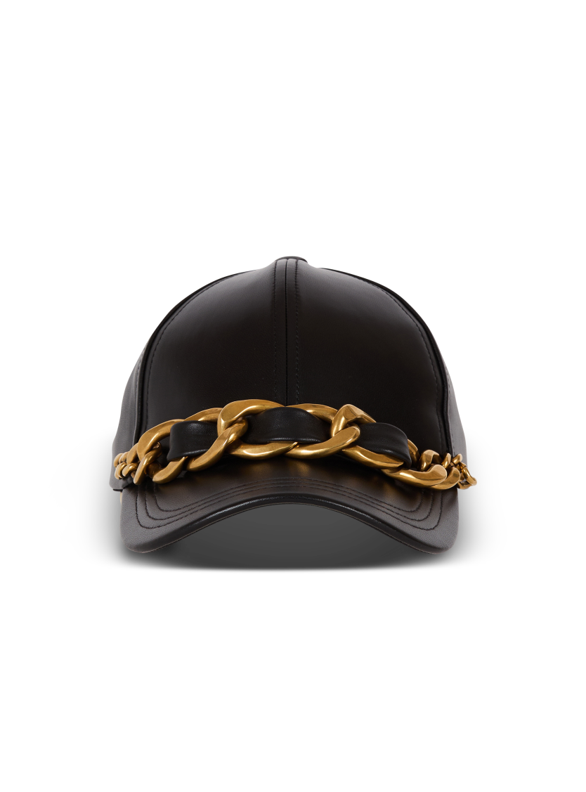 Lambskin cap with chain