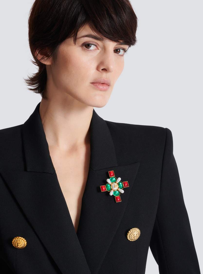 Baroque bead and crystal brooch