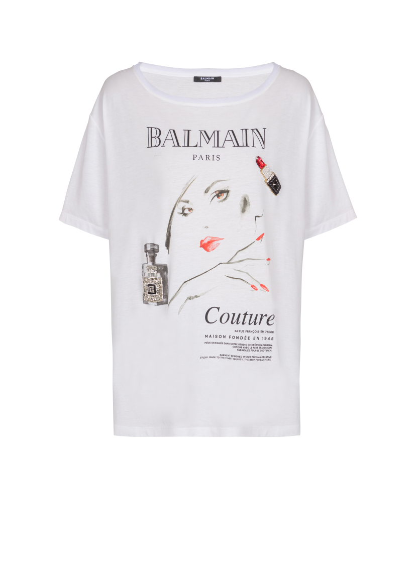 Printed Balmain Beauty T-shirt with patches