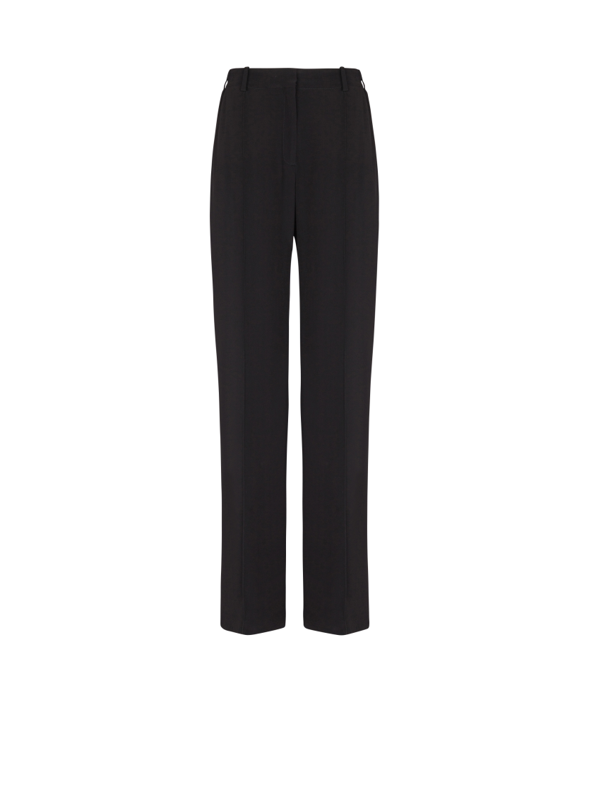Crepe straight-leg tailored trousers