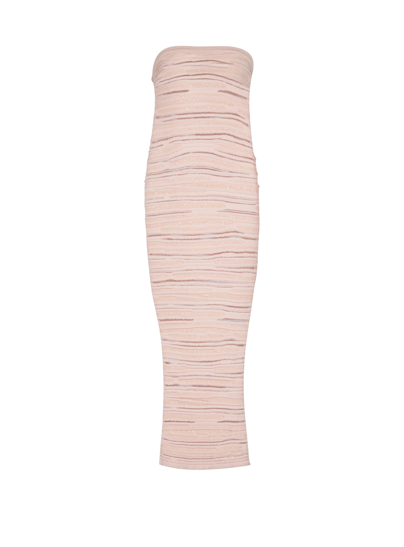 Strapless dress in shiny rolled knit