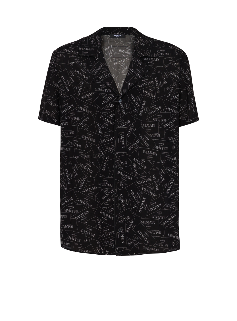 Pyjama shirt with all-over Balmain label print