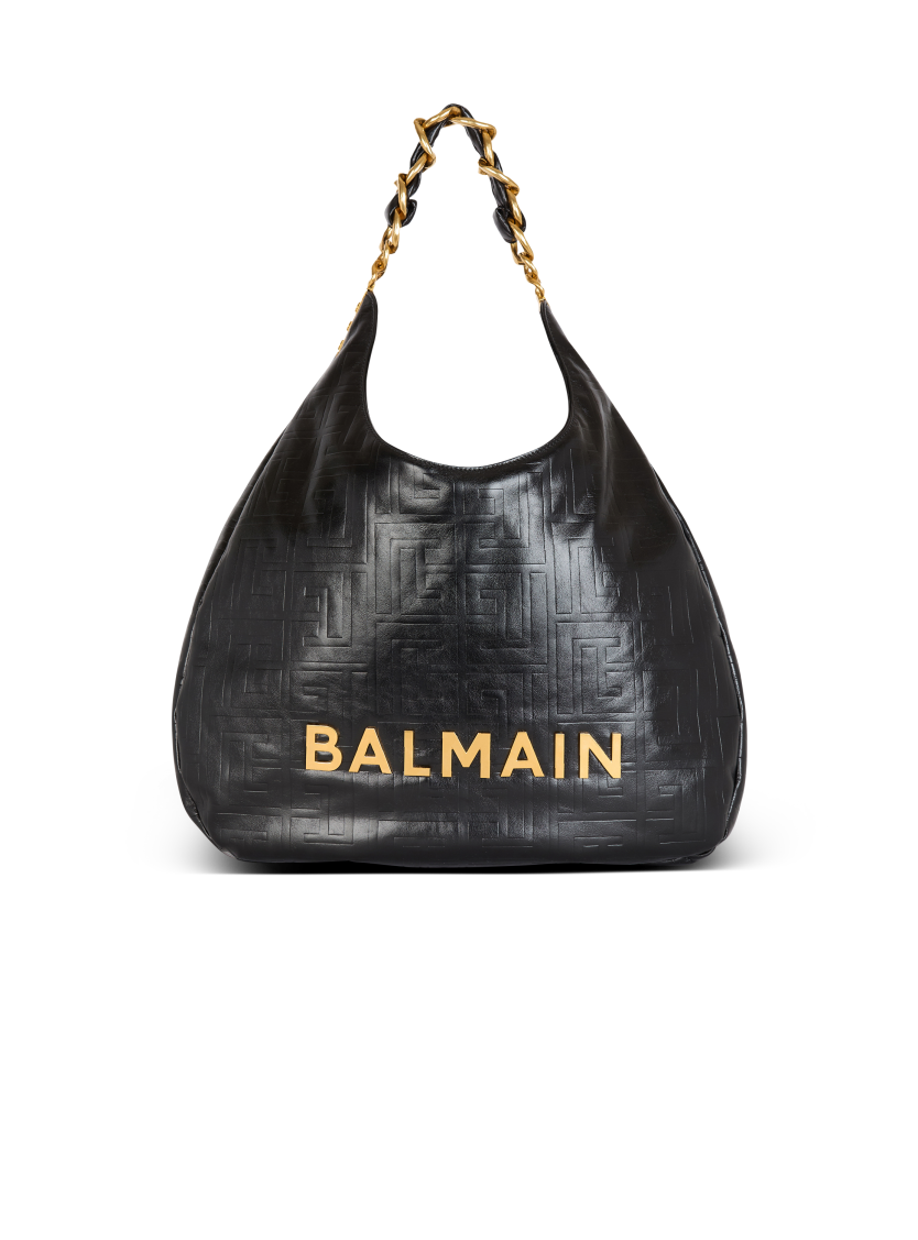 1945 Soft Hobo crinkled leather tote bag with monogram