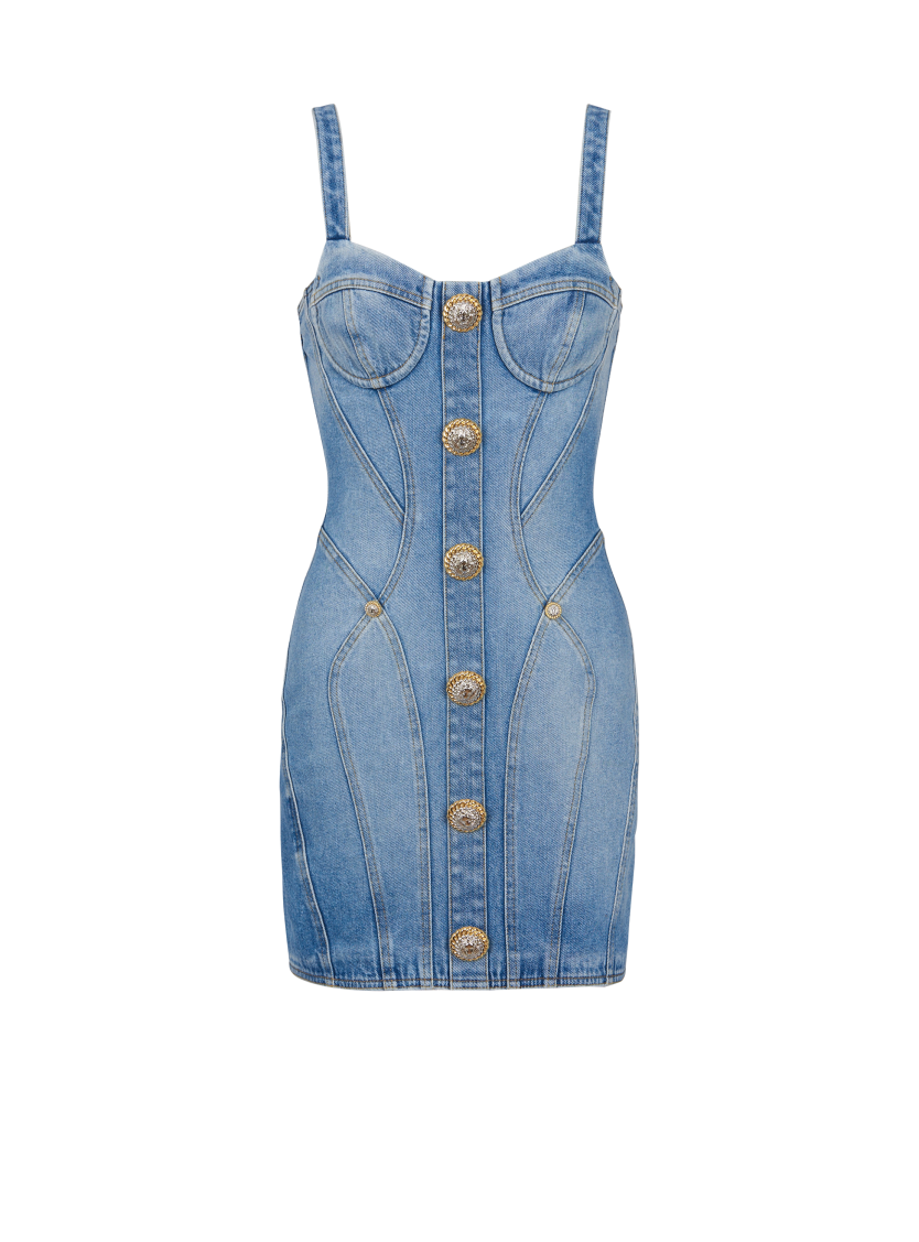 Buttoned short denim dress