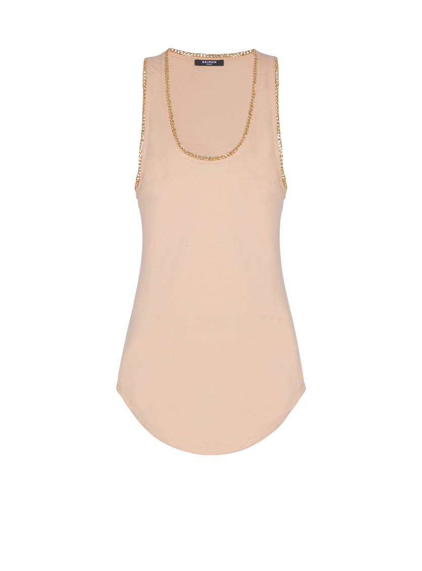 Relaxed jersey tank top with chains