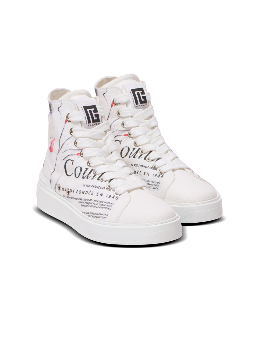 B-Court high-top trainers with Balmain Beauty print