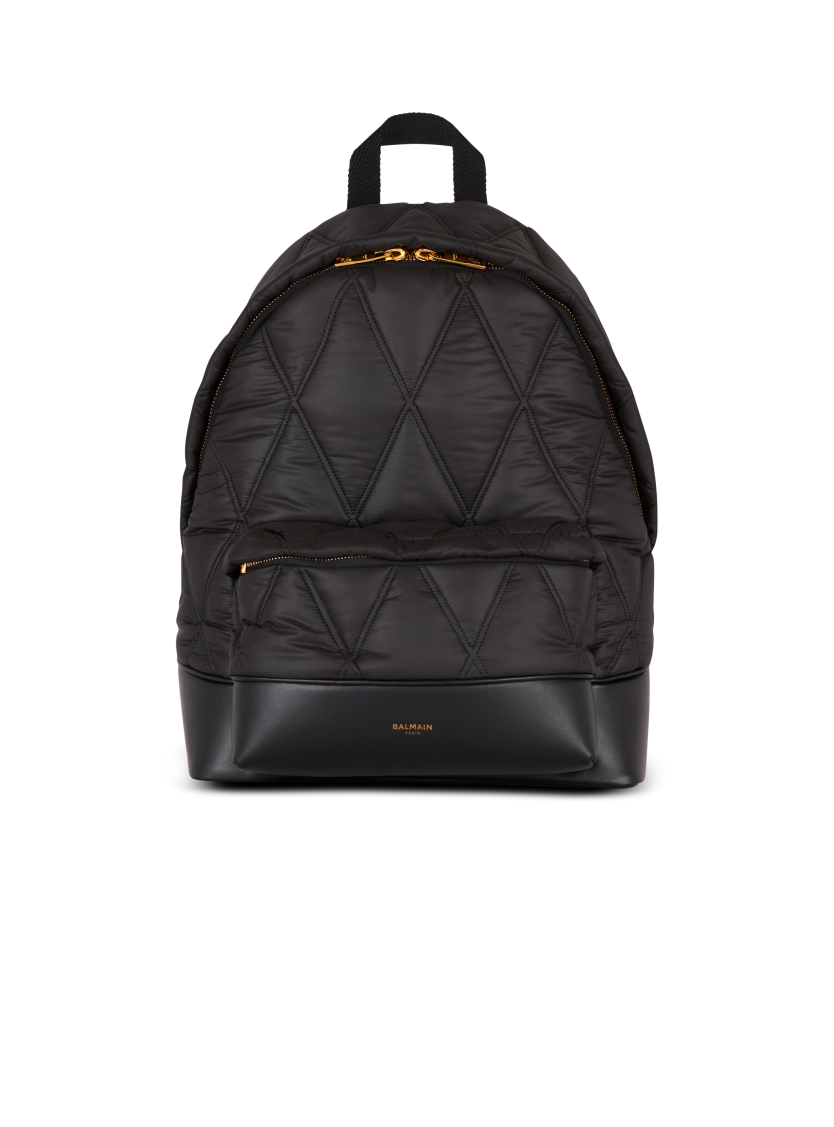 Quilted nylon backpack with diamond motif