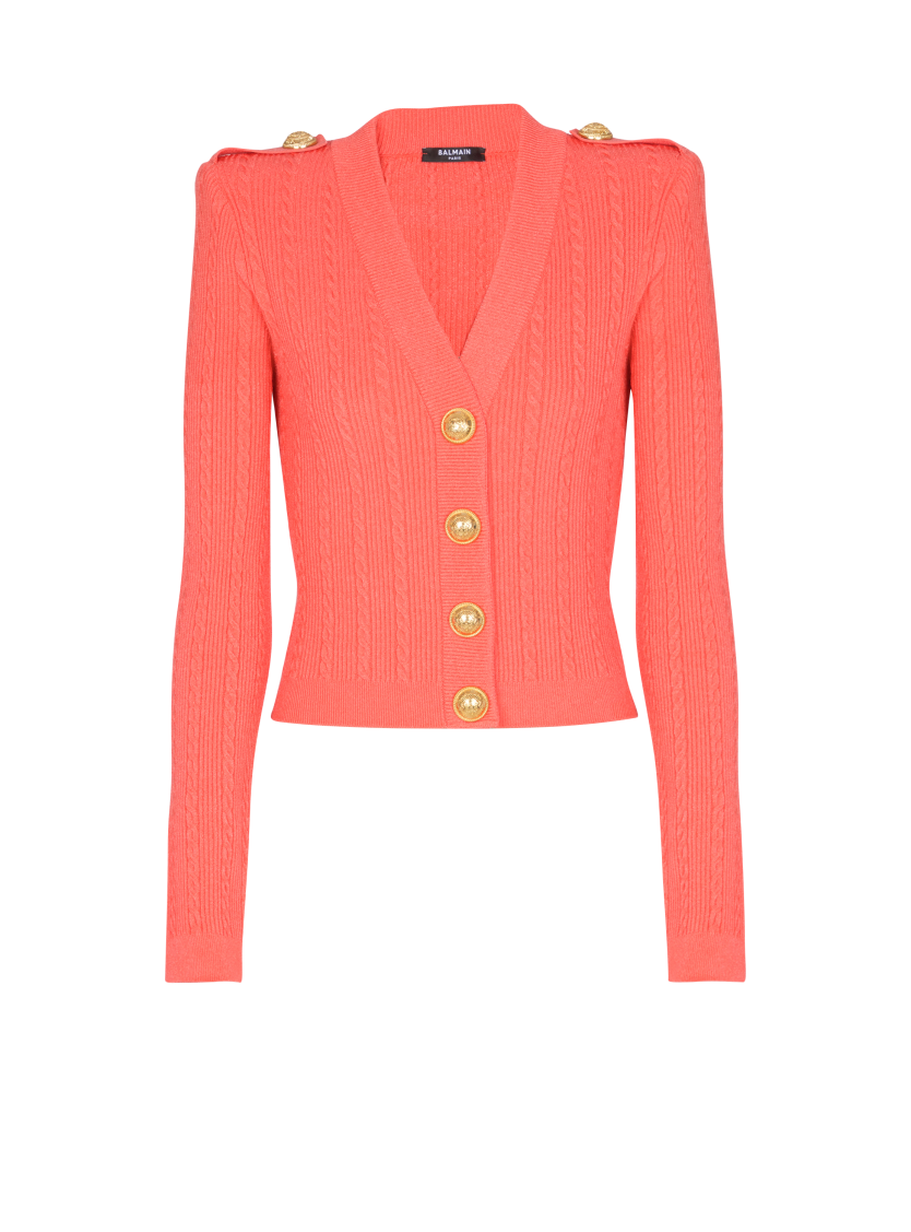 Long-sleeved cable-knit cardigan
