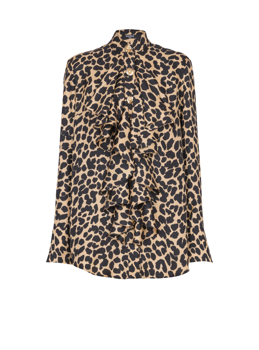 Leopard print ruffled shirt