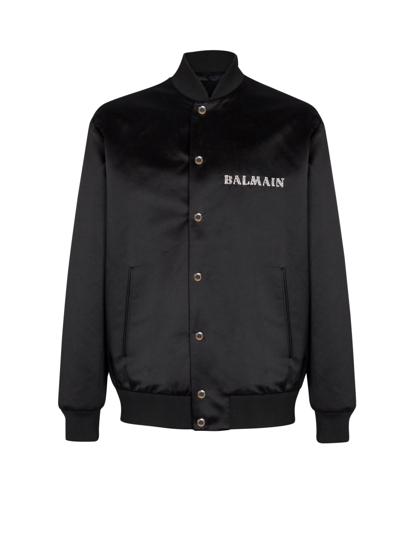 Satin bomber jacket with Balmain Galaxy embroidery