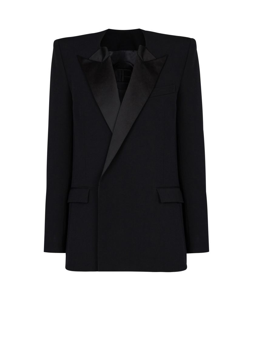 Grain de poudre jacket with satin lapels