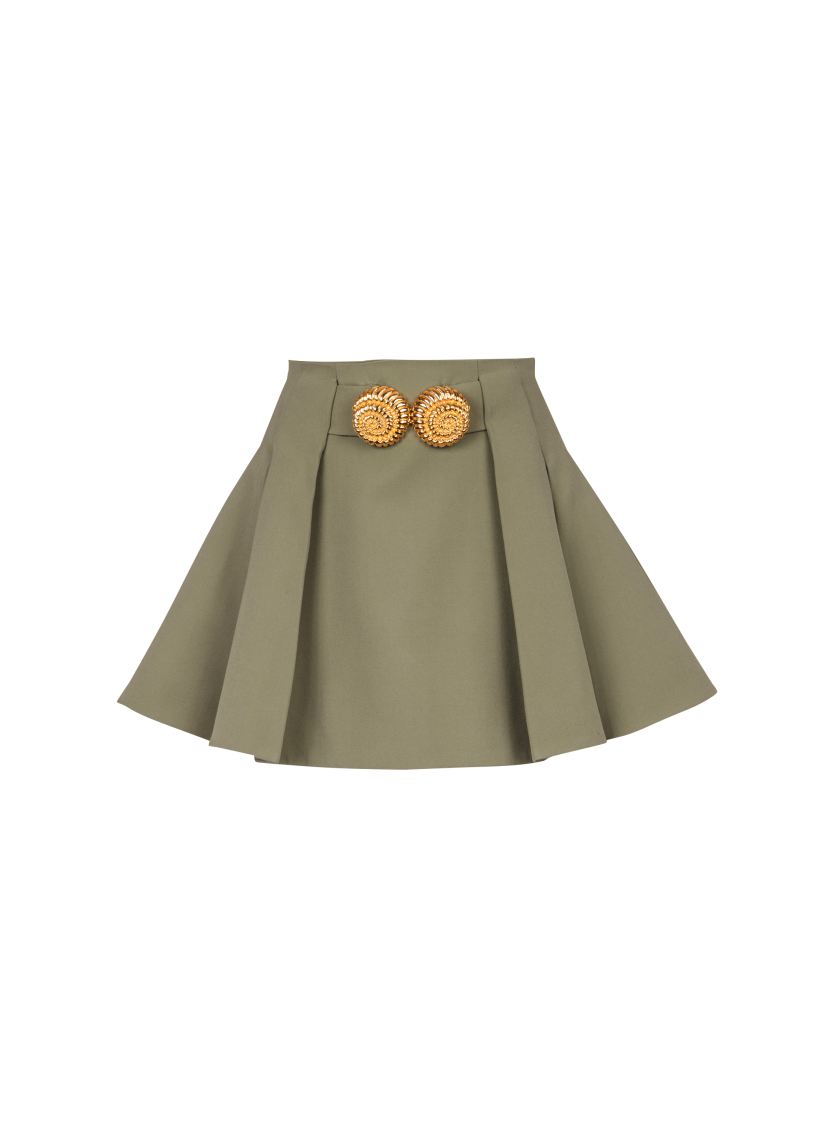 Short pleated skirt in grain de poudre