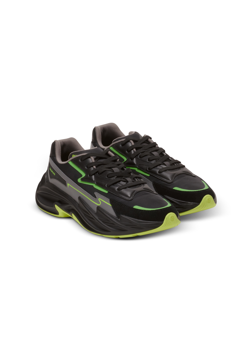 Run-Row leather and nylon sneakers