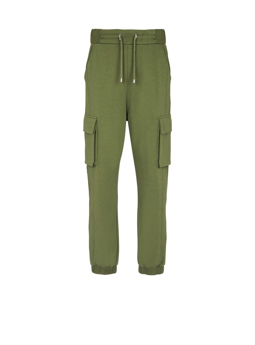 Cargo joggers with Balmain Paris print