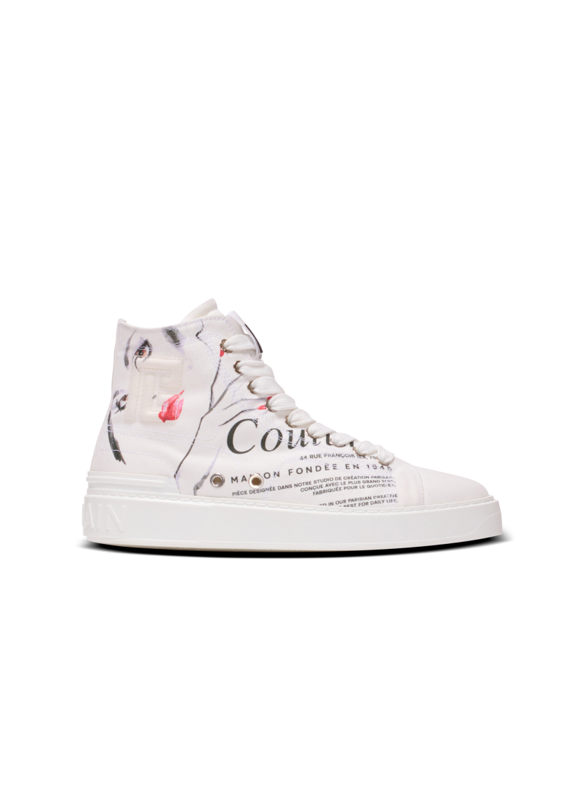 B-Court high-top trainers with Balmain Beauty print