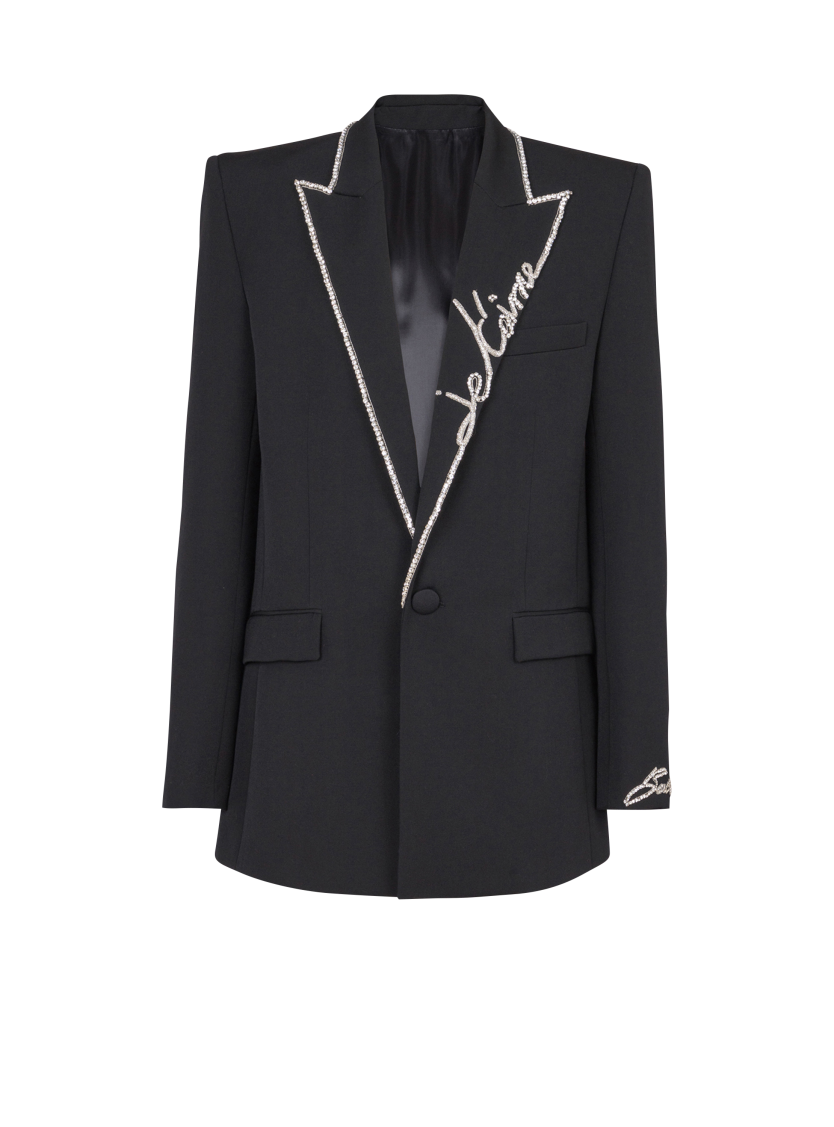 1-button jacket with embroidered "Love Letter" collar