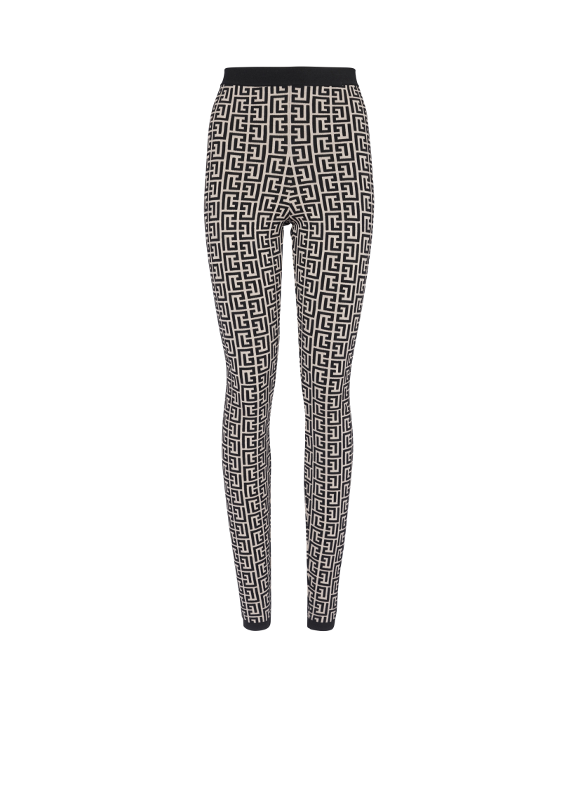 Knit leggings with monogram
