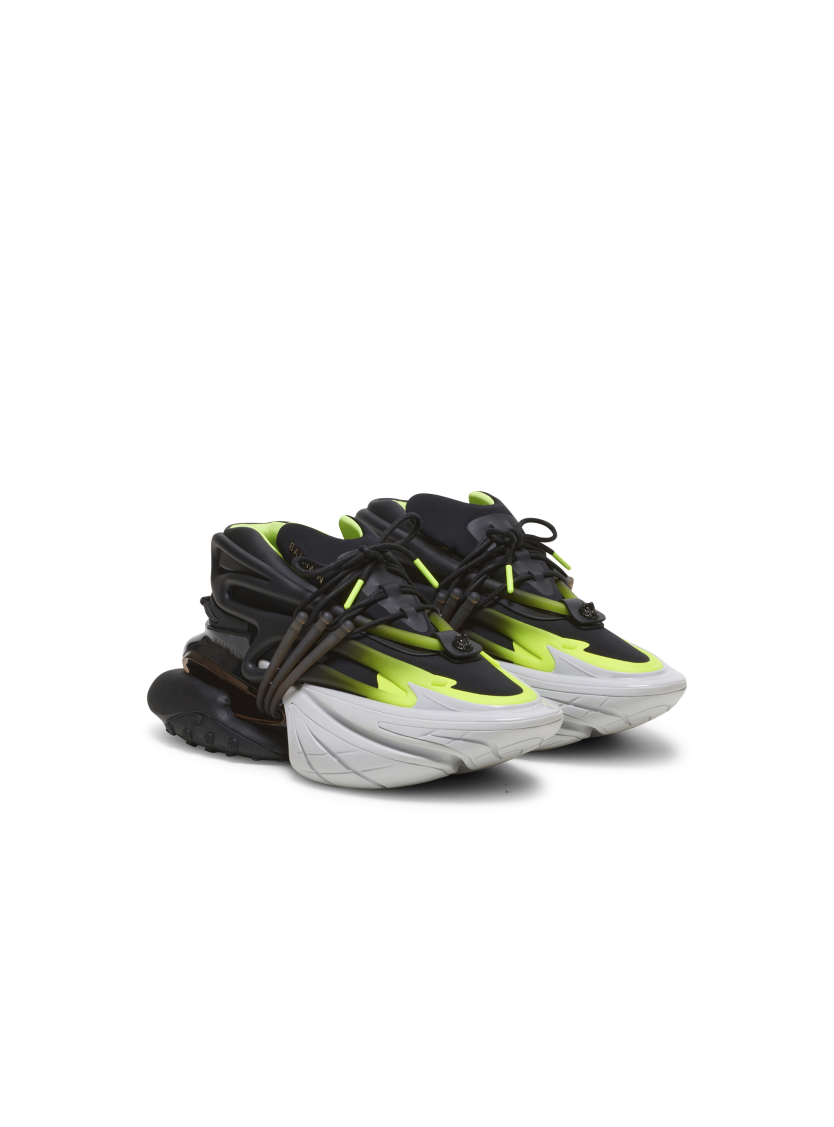 Fluorescent Unicorn trainers in neoprene and leather