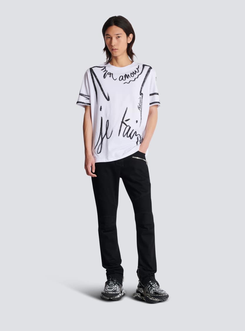 Slim-fit biker jeans in black denim