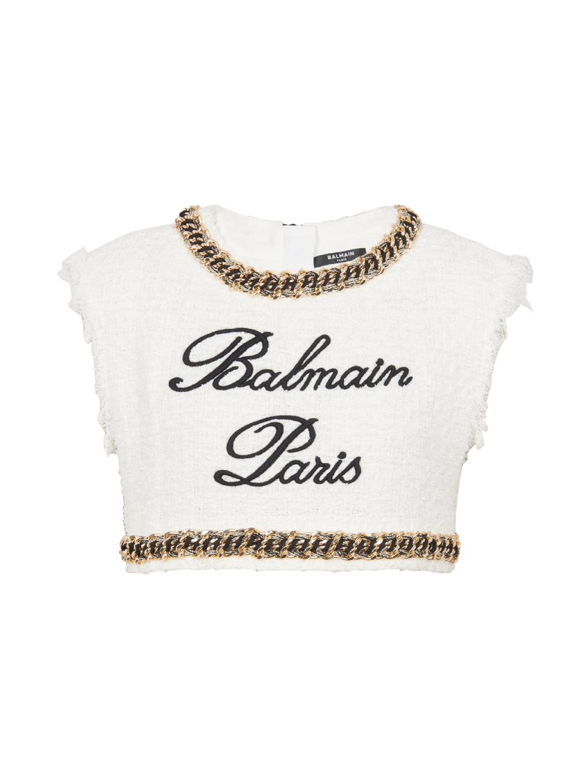 Balmain Signature tweed tank top