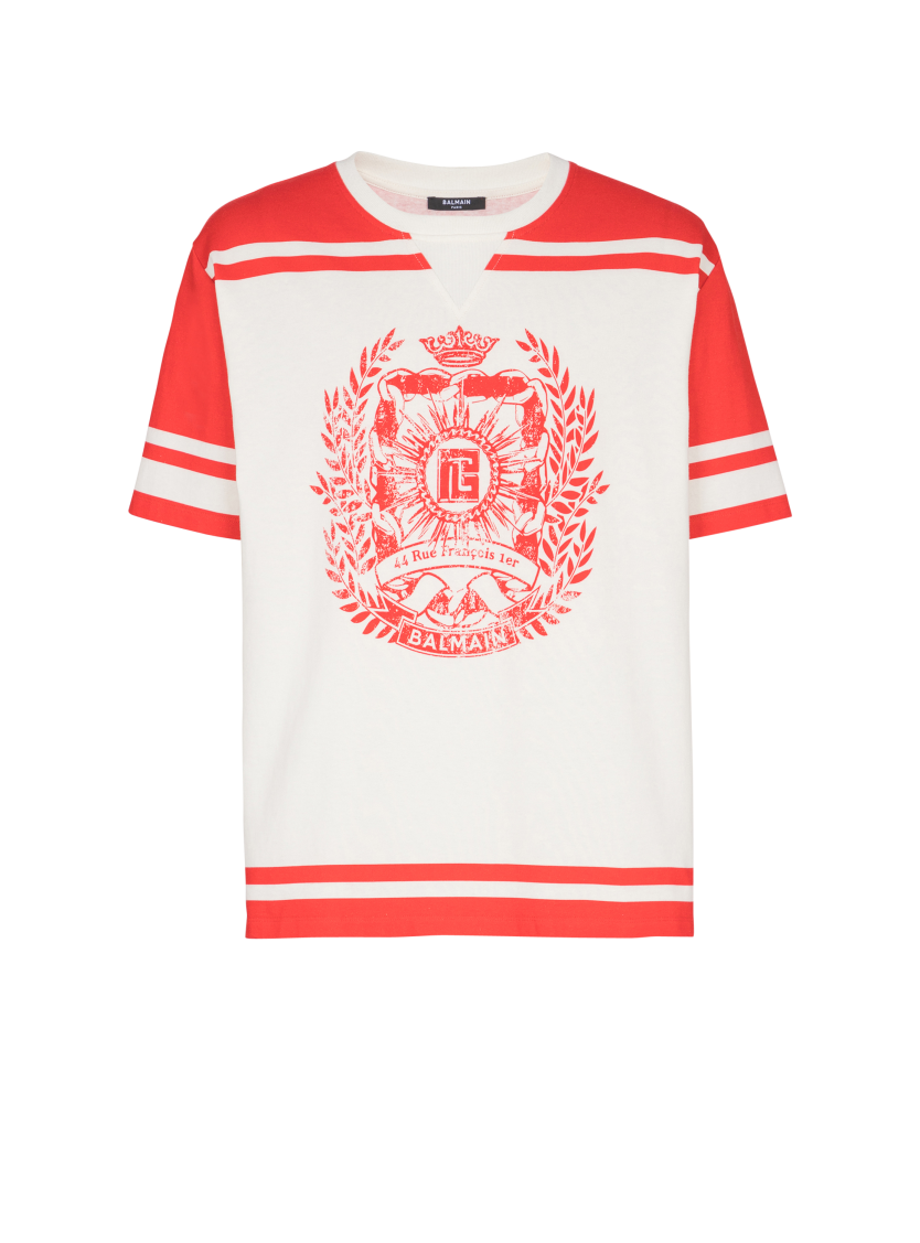 Varsity T-shirt with Balmain Écusson print