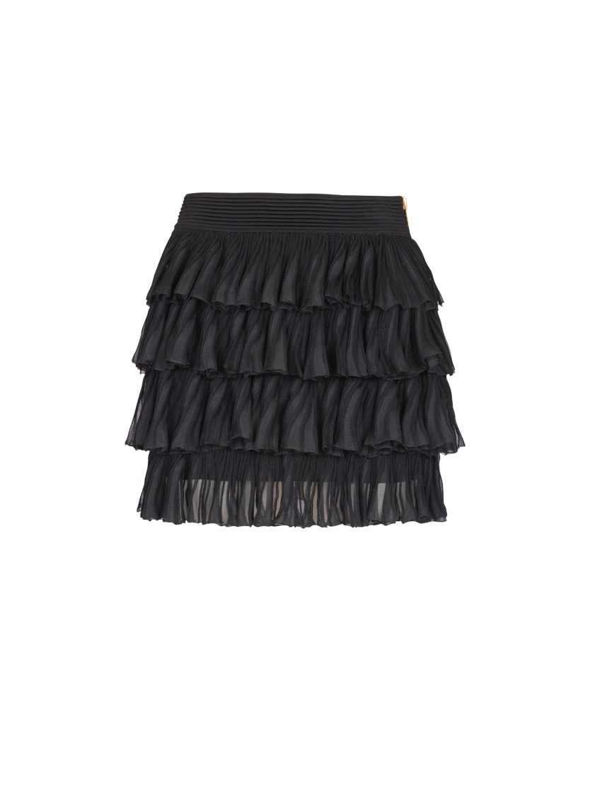 Short ruffled knit skirt