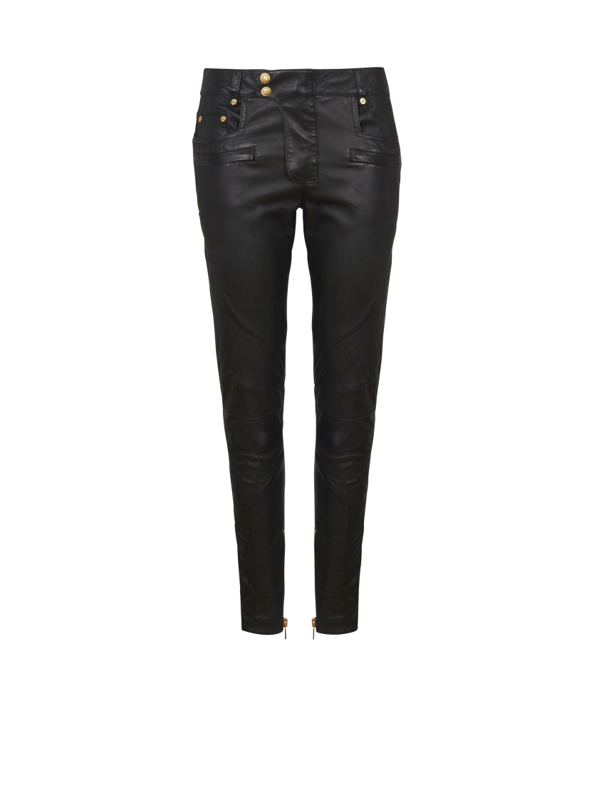 Quilted lambskin trousers with diamond motif