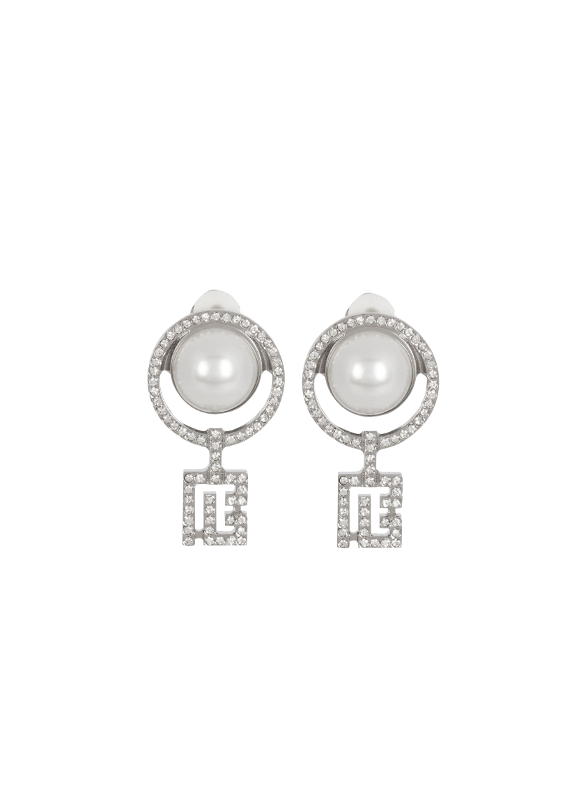 Pearl earrings with Art Deco rhinestones