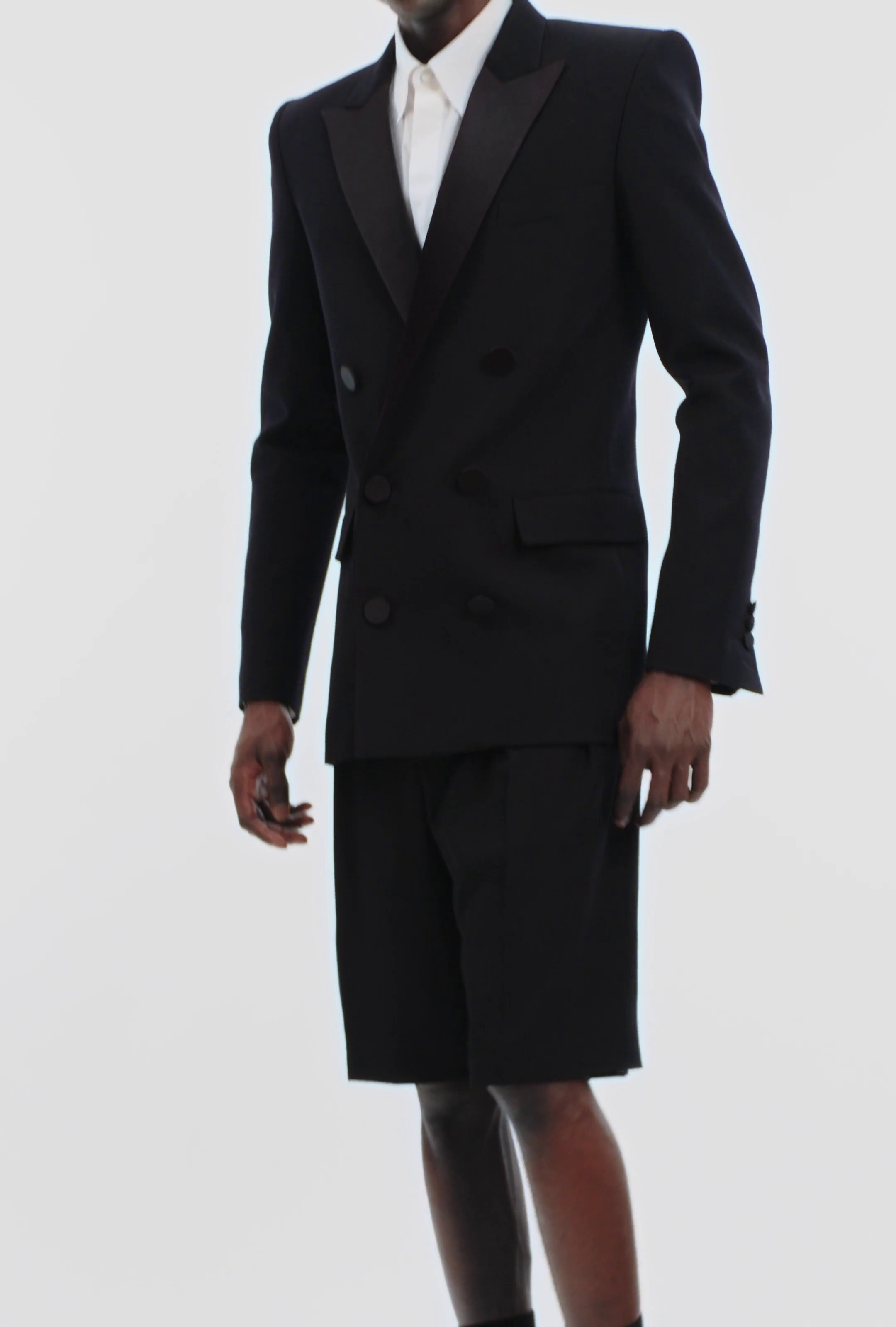 Grain de poudre blazer with satin lapels