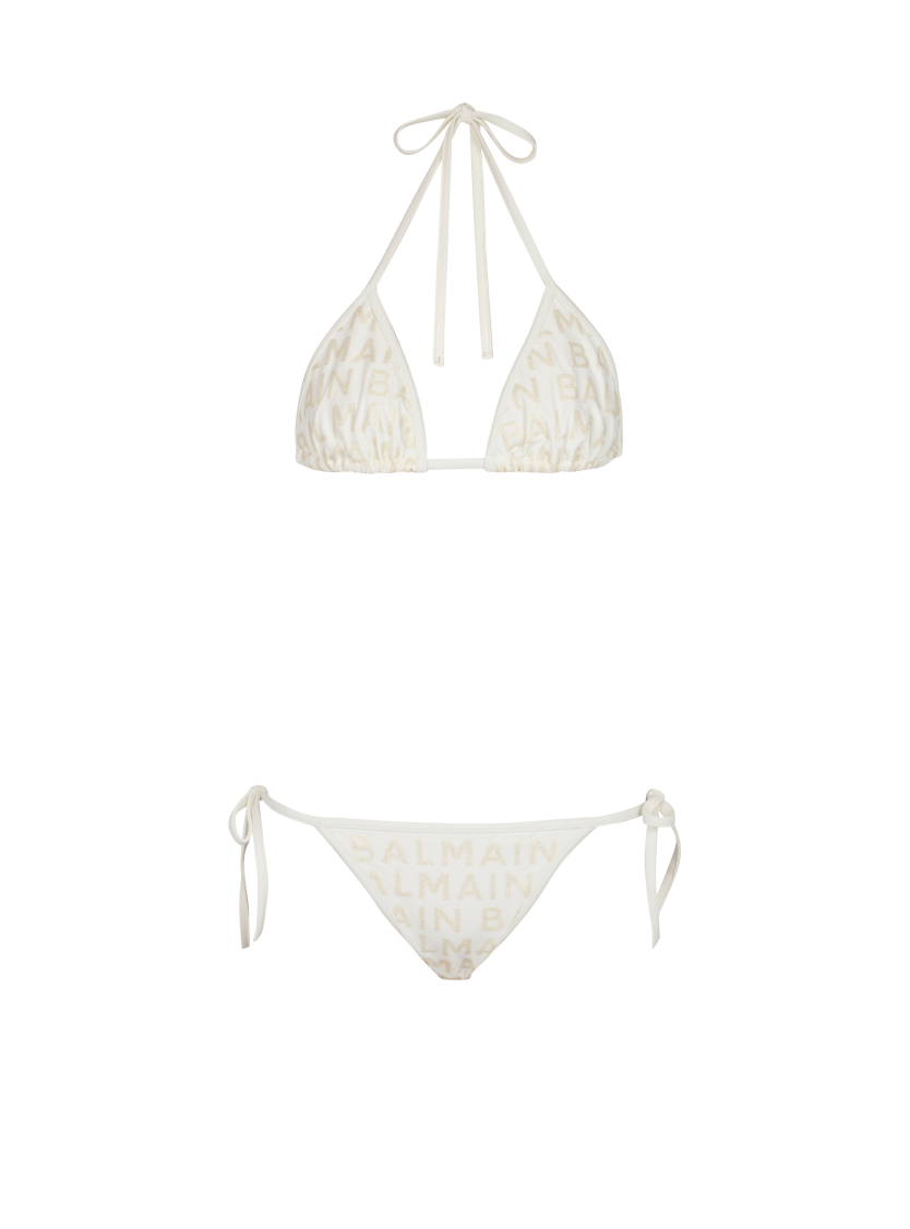 Two-piece swimsuit with Balmain logos