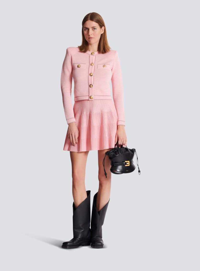 A-line textured knit skirt