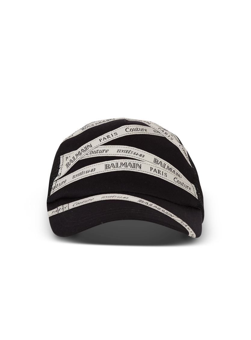 Cotton cap with Balmain ribbon motif
