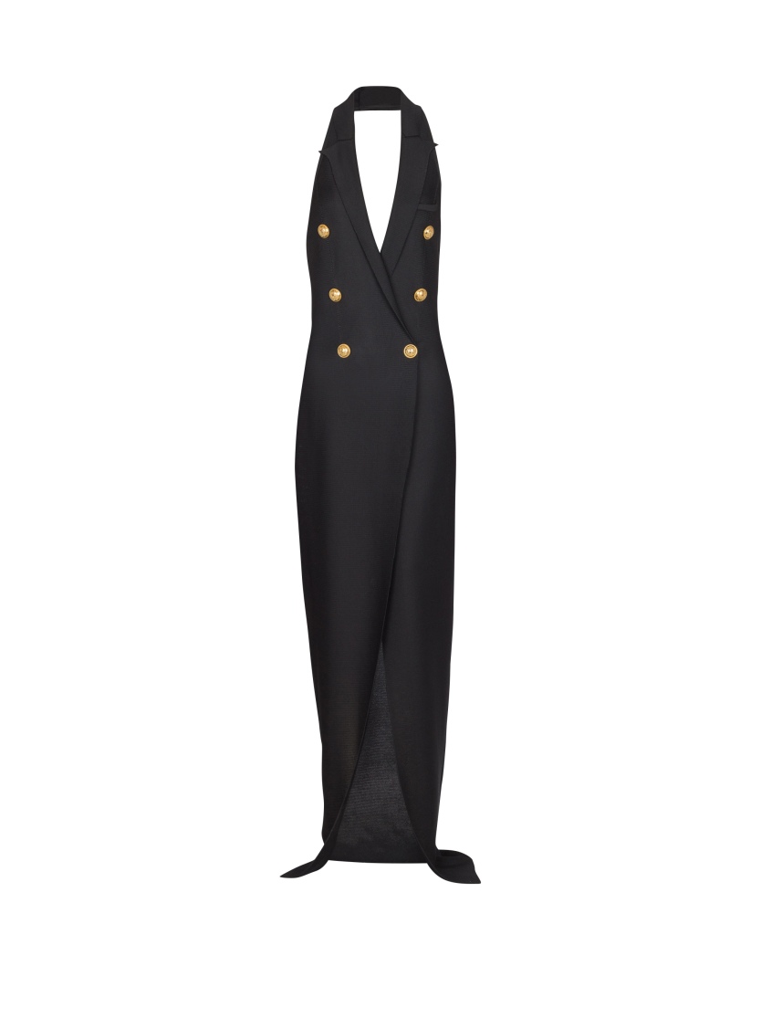 Long halterneck knit dress