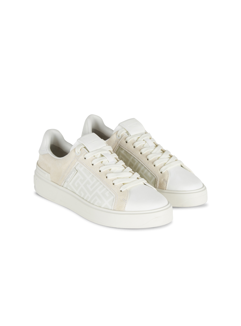 B-Court monogrammed nylon and leather sneakers