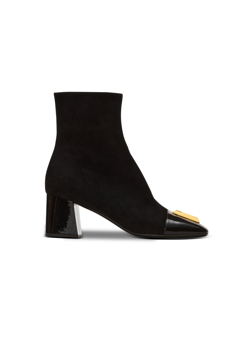 Suede Edna ankle boots with patent leather toes