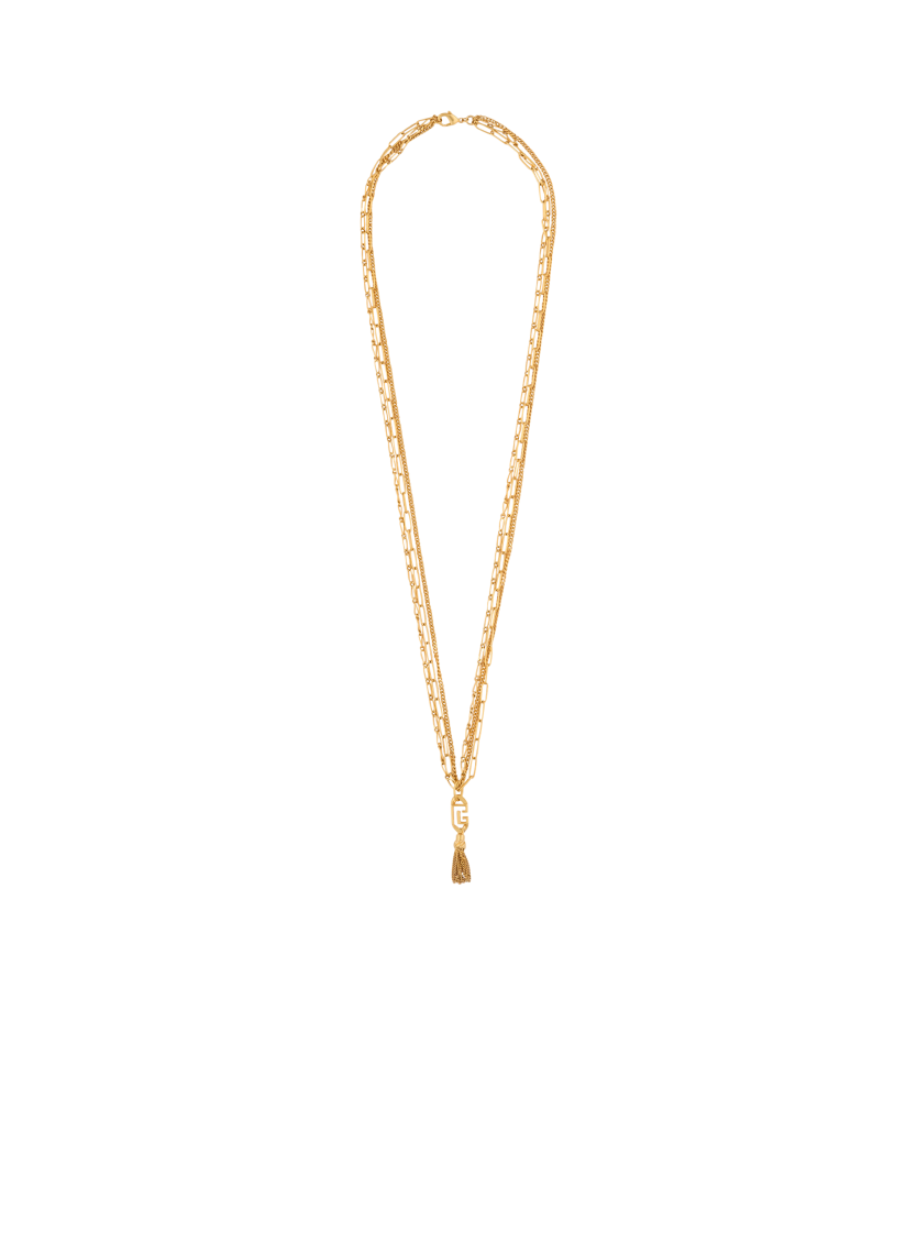 Sync golden brass long necklace