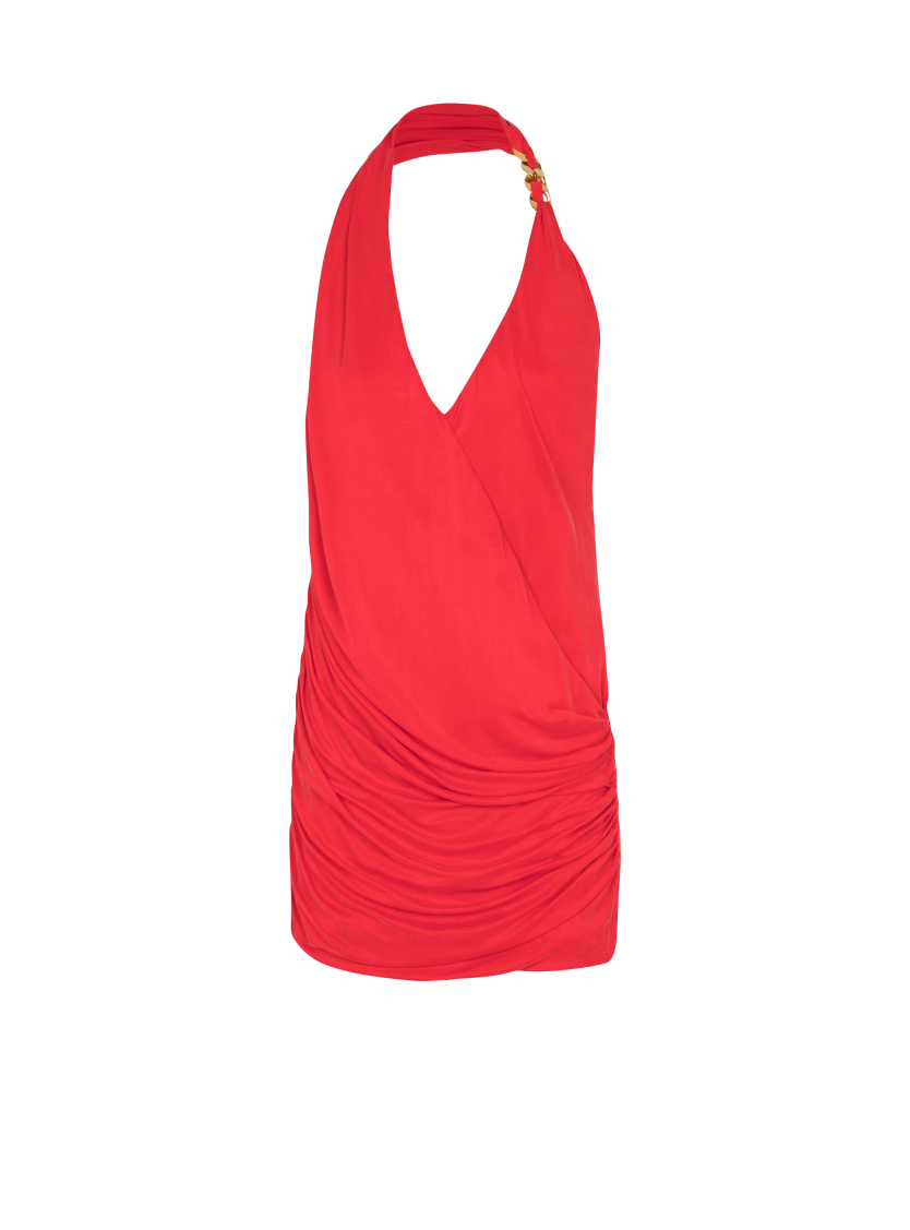 Draped jersey halterneck dress
