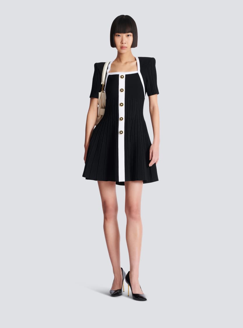 Two-tone A-line knit dress