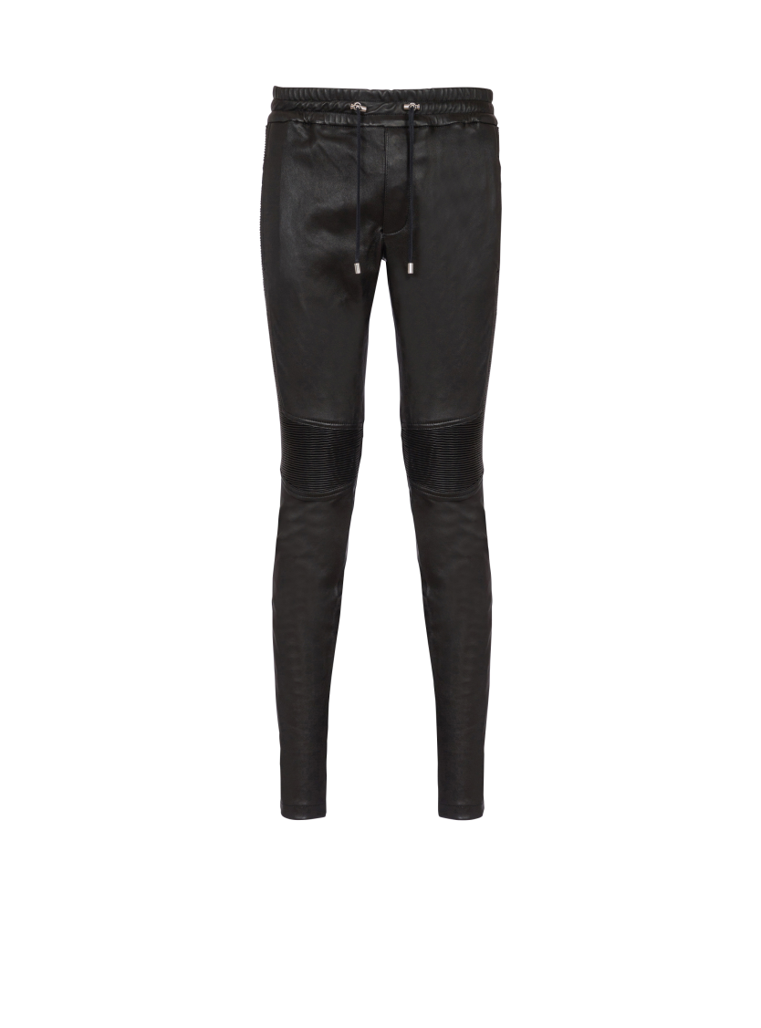 Leather biker trousers