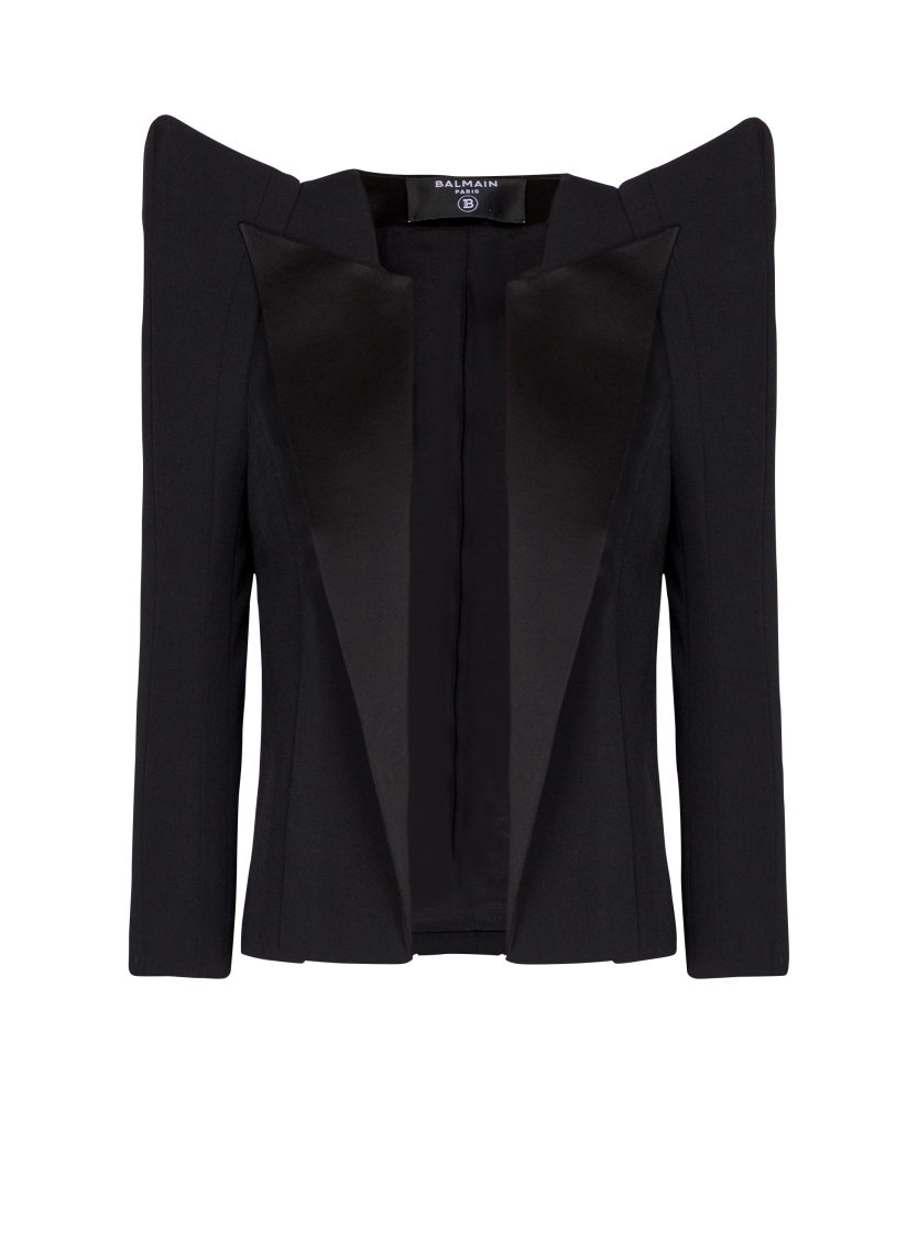 Cropped grain de poudre jacket with structured shoulders