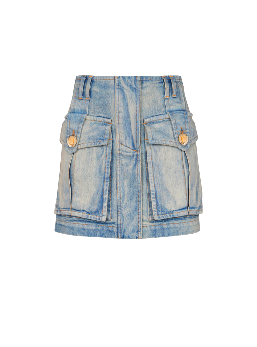 Denim skirt with pockets