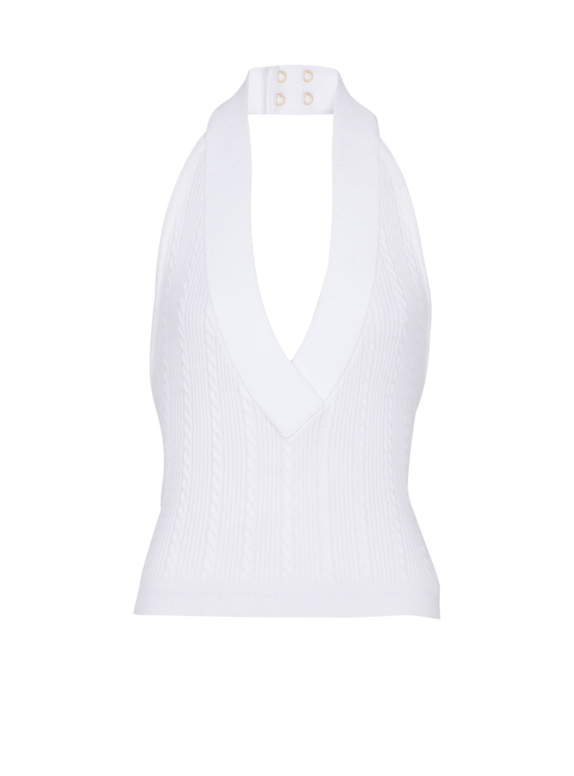Cable-knit halterneck top
