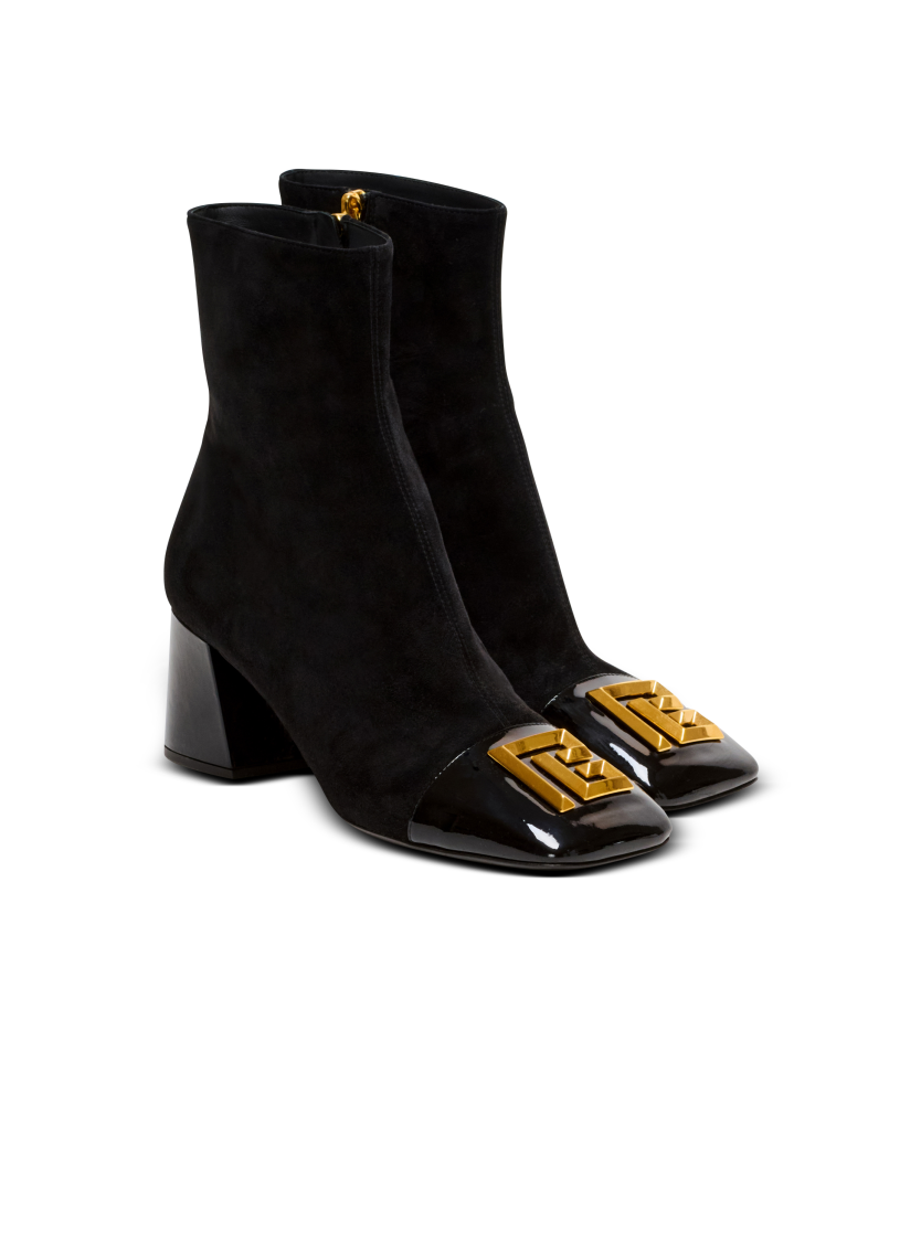 Suede Edna ankle boots with patent leather toes