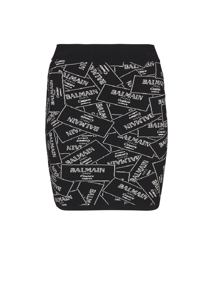 Short skirt in Balmain label jacquard knit