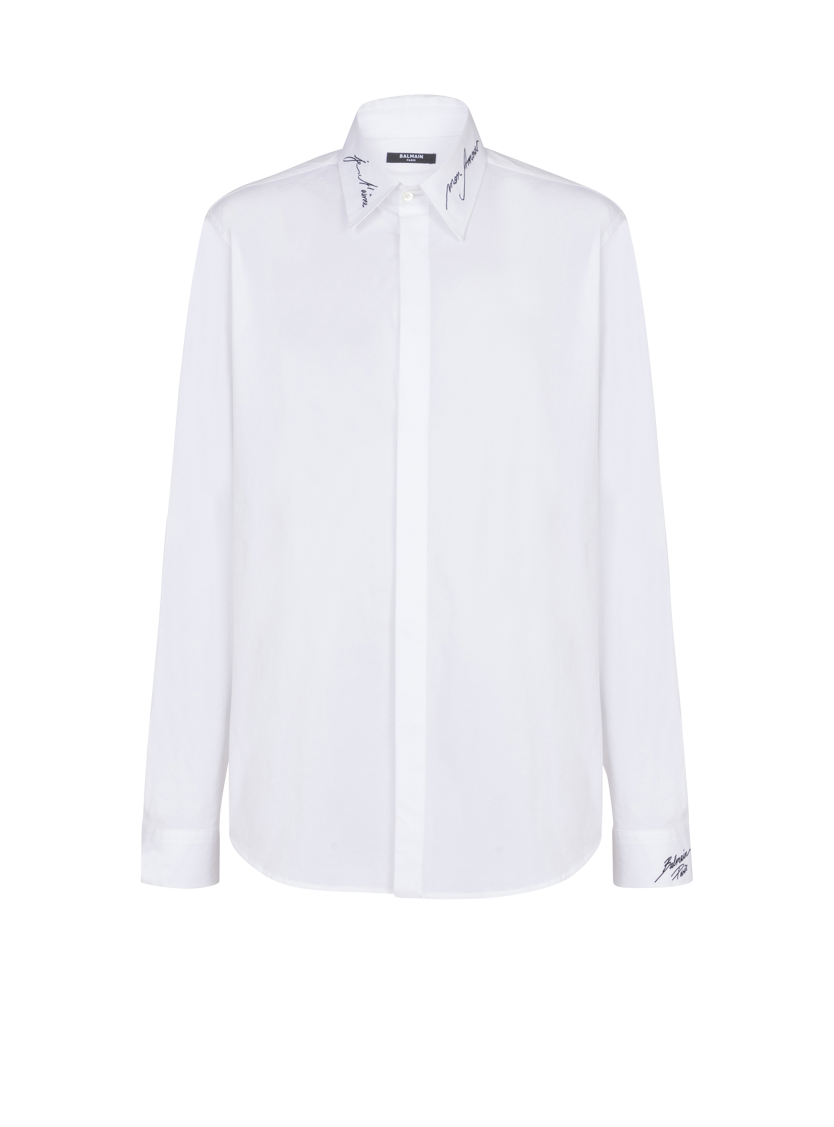 Poplin shirt with embroidered collar