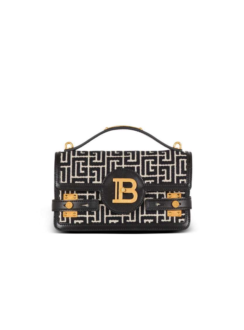 B-Buzz Shoulder 24 bag in calfskin and PB jacquard canvas