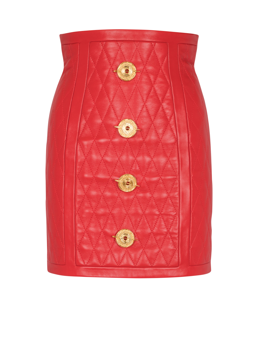 Quilted lambskin skirt with diamond motif